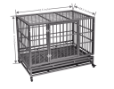 Heavy-Duty Metal Dog Kennel, Pet Cage Crate with Openable Flat Top and Front Door, 4 Wheels