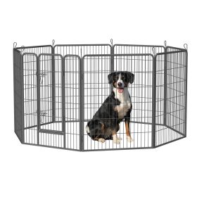 40in Outdoor Fence Heavy Duty Dog Pens 8 Panels Temporary Pet Playpen with Doors