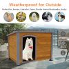 Dog House Outdoor & Indoor Heated Wooden Dog Kennel for Winter with Raised Feet Weatherproof for Large Dogs