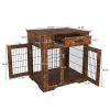 Furniture Style Dog Crate End Table with Drawer;  Pet Kennels with Double Doors;  Dog House Indoor Use; Rustic brown.