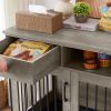 Furniture Dog crate, indoor pet crate end tables, decorative wooden kennels with removable trays. Grey, 32.3'' W x 22.8'' D x 33.5'' H.