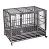 Heavy-Duty Metal Dog Kennel, Pet Cage Crate with Openable Flat Top and Front Door, 4 Wheels