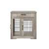 Furniture Style Dog Crate End Table with Drawer; Pet Kennels with Double Doors ; Dog House Indoor Use; (Grey; 29.92'w x 24.80' d x 30.71'h)