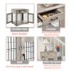 Furniture Style Dog Crate End Table with Drawer, Pet Kennels with Double Doors, Dog House Indoor Use, Grey, 29.9'' W x 24.8'' D x 30.71'' H.