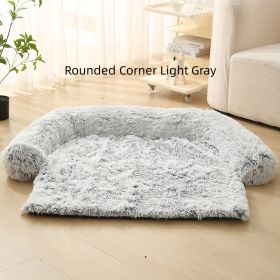 Pet Dog Plush Winter Warm Sofa Cushion (Option: Rounded Corner Light Gray-L)