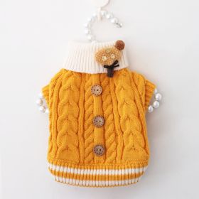 Pet Dog Fashion Sweet Button Sweater (Option: Yellow-L)