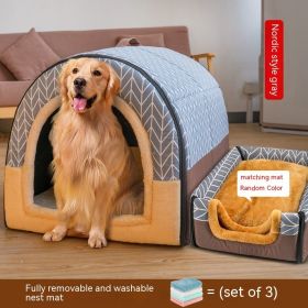 Large Dog House Type Pets Can Be Dismantled And Washed (Option: Gray B-3XL)