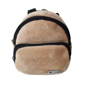 Flannel Cat Dog Portable Backpack For Snacks (Color: Khaki)