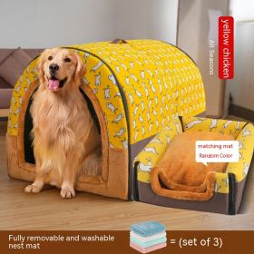 Large Dog House Type Pets Can Be Dismantled And Washed (Option: Yellow B-3XL)