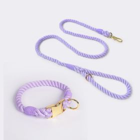 Weaving Gradient Colored Cotton Rope Pet Collar (Option: Purple-XL)