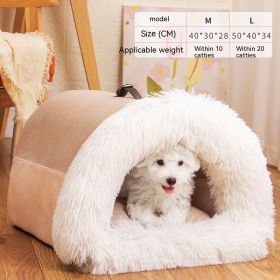 Splicing Portable Pet Bed Portable Warm (Option: Splicing Portable Brown-M)