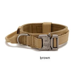 Outdoor Nylon Tactical Dog Collar (Option: Brown Collar Antique Silver-M)