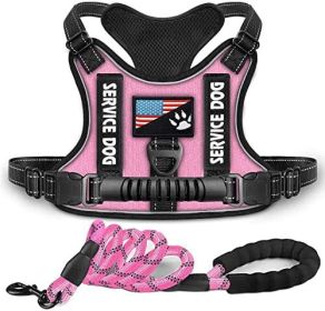 Shock Absorption Comfortable Night Vision Reflective Pet Harness Dog Vest Traction Chest Strap (Option: Pink With Rope-XS)