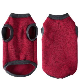 Pet Vest Fleece Lined Padded Warm Keeping Round Neck Pullover Dog Clothing (Option: Rose Red-M)