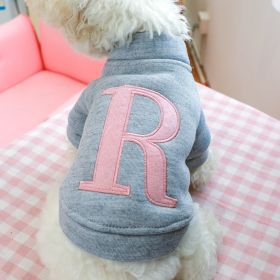 Factory Direct Supply Pet Clothes Teddy Bichon Dog Hoodie Autumn And Winter (Option: Letter R Sweater Gray-XS)