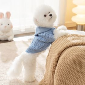 Dog Striped Knitted Sweater Cardigan Clothing (Option: Blue Blue Cat Fur Ball-XS)