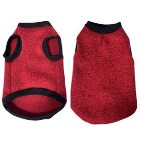 Pet Vest Fleece Lined Padded Warm Keeping Round Neck Pullover Dog Clothing (Option: Red-S)