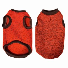 Pet Vest Fleece Lined Padded Warm Keeping Round Neck Pullover Dog Clothing (Option: Orange Red-M)