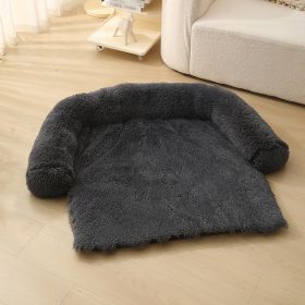 Pet Dog Plush Winter Warm Sofa Cushion (Option: Rounded Corner Dark Gray-S)