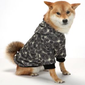 Christmas Dog Clothes Thickened Plaid Hooded Two-leg Sweater (Option: Black Paisley-M)