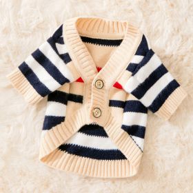 Dog Striped Knitted Sweater Cardigan Clothing (Option: Striped Knitted Cardigan-S)