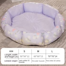 Octagonal Cage Pet Bed Universal Fleece Lining (Option: Purple-L)