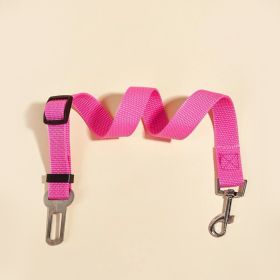 Adjustable Pet Safety Belt Leash; Dog Car Seat Belt For Dogs & Cats Outdoor Travelling (Color: Pink)