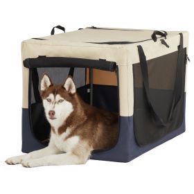 Dog Crates for Dogs, Adjustable Fabric Cover by Spiral Iron Pipe, Strengthen Sewing Dog Travel Crate 3 Door Design (Color: as Pic)