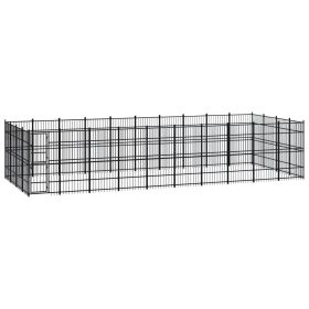 Outdoor Dog Kennel Steel 396.8 ft² (Color: Black)