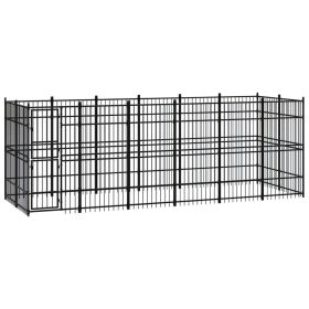 Outdoor Dog Kennel Steel 119 ft² (Color: Black)