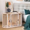 Corner Dog Crate with Cushion; Dog Kennel with Wood and Mesh; Doghouse; Pet Crate Indoor Use