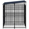 Outdoor Dog Kennel with Roof Steel 39.7 ft²