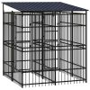 Outdoor Dog Kennel with Roof Steel 39.7 ft²