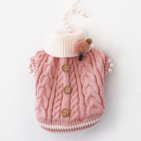 Pet Dog Fashion Sweet Button Sweater (Option: Pink-XL)