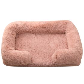 Doghouse Cathouse Plush Round Pet Bed (Option: M27 Leather Pink-L Containing Inner Sleeve)