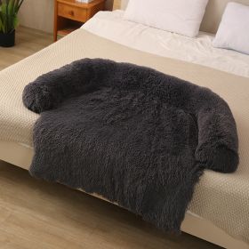 Pet Dog Plush Winter Warm Sofa Cushion (Option: Round Detachable Dark Gray-L)