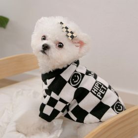 Dog Striped Knitted Sweater Cardigan Clothing (Option: Black And White Sweater-L)