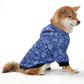 Christmas Dog Clothes Thickened Plaid Hooded Two-leg Sweater (Option: Blue Paisley-XL)