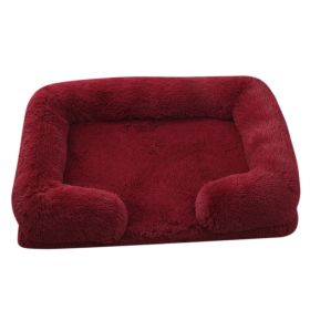 Plush Round Pet Bed Dog Bed Winter (Option: M27 Wine Red-XXL Without Inner Sleeve)