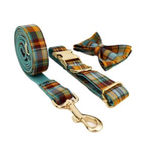 Green Plaid Plain Pet Collar (Option: Dog Collar Dog Leash Bow-S)