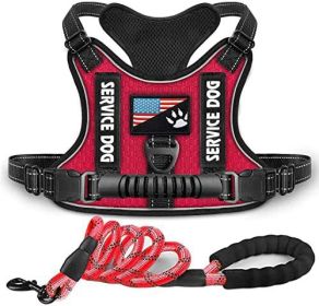 Shock Absorption Comfortable Night Vision Reflective Pet Harness Dog Vest Traction Chest Strap (Option: Red With Rope-S)