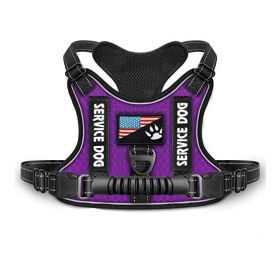 Shock Absorption Comfortable Night Vision Reflective Pet Harness Dog Vest Traction Chest Strap (Option: Purple-S)