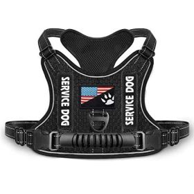 Shock Absorption Comfortable Night Vision Reflective Pet Harness Dog Vest Traction Chest Strap (Option: Black-XL)