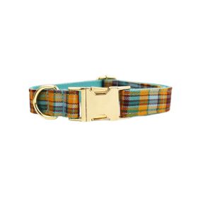 Green Plaid Plain Pet Collar (Option: Dog Collar-L)