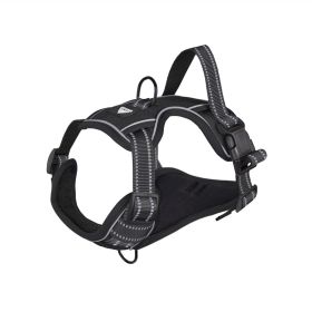 Pet Harness Reflective Commuter Chest Back Explosion-proof Hand Holding Rope Dog Leash (Option: Black-L)