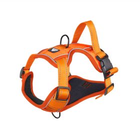 Pet Harness Reflective Commuter Chest Back Explosion-proof Hand Holding Rope Dog Leash (Option: Orange-L)