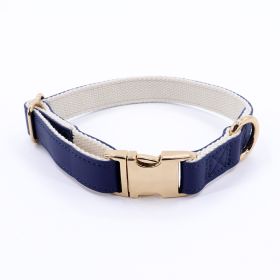 Pet Collar Metal Buckle High Quality All-match (Option: Dark Blue Golden Necklace-L)